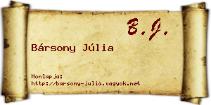 Bársony Júlia névjegykártya